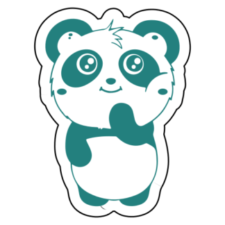Shy Panda Sticker (Turquoise)